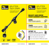 Brilliant Lighting 10cm 2-Pin 3 Way DIY Plug-In Garden Light Splitter - TheITmart