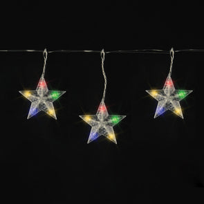 Mirabella Christmas Solar Powered 10 LED Hanging Star Lights - Multi-Colour