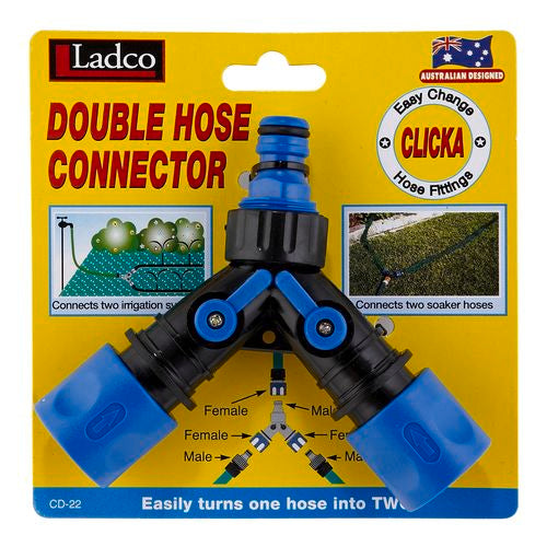 Ladco Double End Coupling Hose Fitting Adapter / Suits Two Irrigation Systems - TheITmart