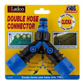 Ladco Double End Coupling Hose Fitting Adapter / Suits Two Irrigation Systems
