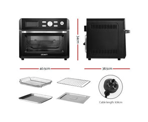 Devanti 20L Black Air Fryer Convection Oven / Oil Free Fryers Kitchen Cooker Accessories
