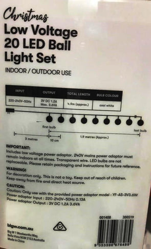 Christmas Low Voltage 20 LED Ball Light Set