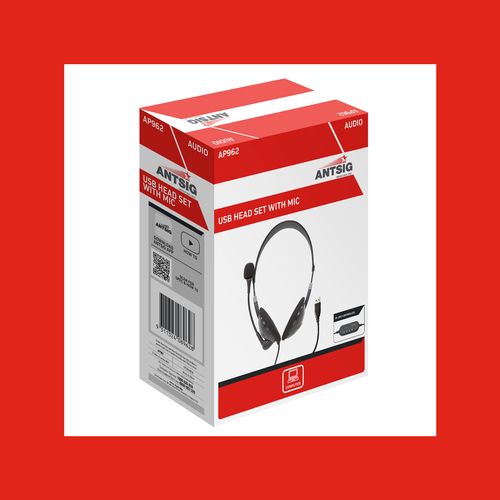 Antsig USB Head Set With Mic - Black/ Ideal for use in various situations