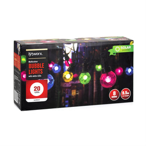 Lytworx 9.5m Solar 20 LED Bubble Festive Party Lights - Multicolour