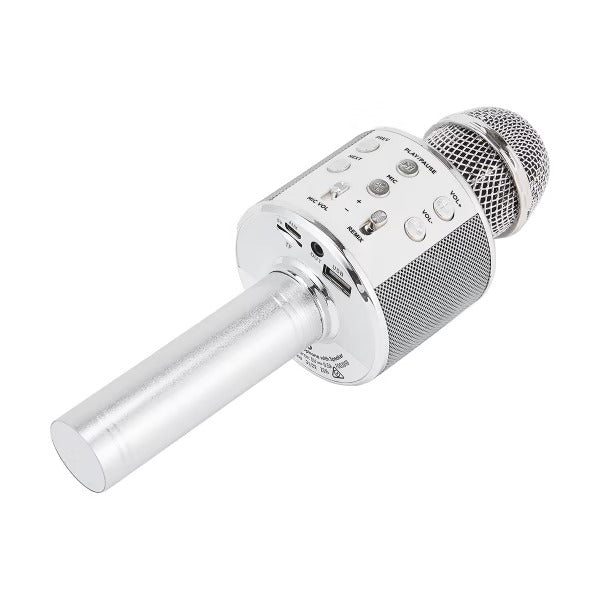 Bluetooth Karaoke Microphone with Speaker - Silver