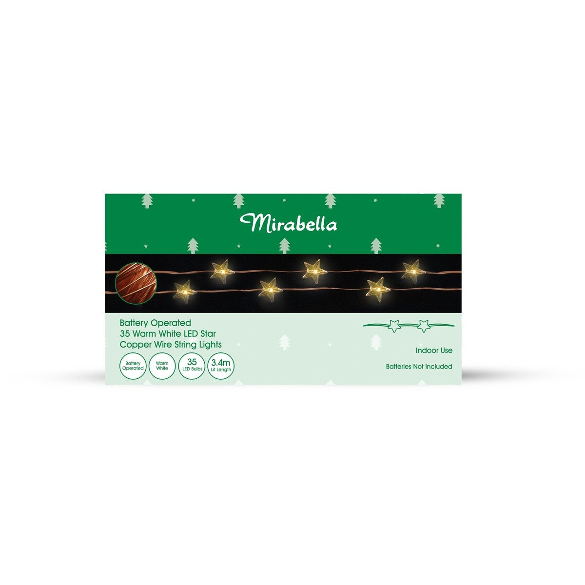 Mirabella Christmas Battery Operated 35 LED Star String Lights - Warm White - TheITmart