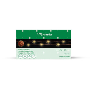 Mirabella Christmas Battery Operated 35 LED Star String Lights - Warm White