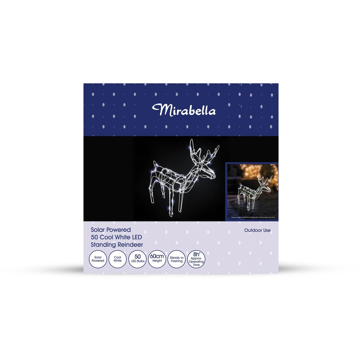 Mirabella Christmas Solar Powered 50 LED Standing Reindeer - Cool White - TheITmart