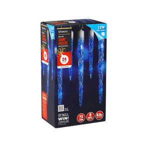 Lytworx Low Voltage Giant Icicle Lights -24 Pack/72 Blue LEDs