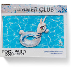 Summer Club Glitter Llama Swim Ring suitable for Ages 3+