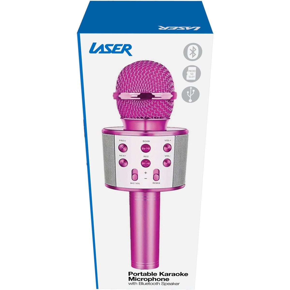 Laser Karaoke LED Microphone - Pink