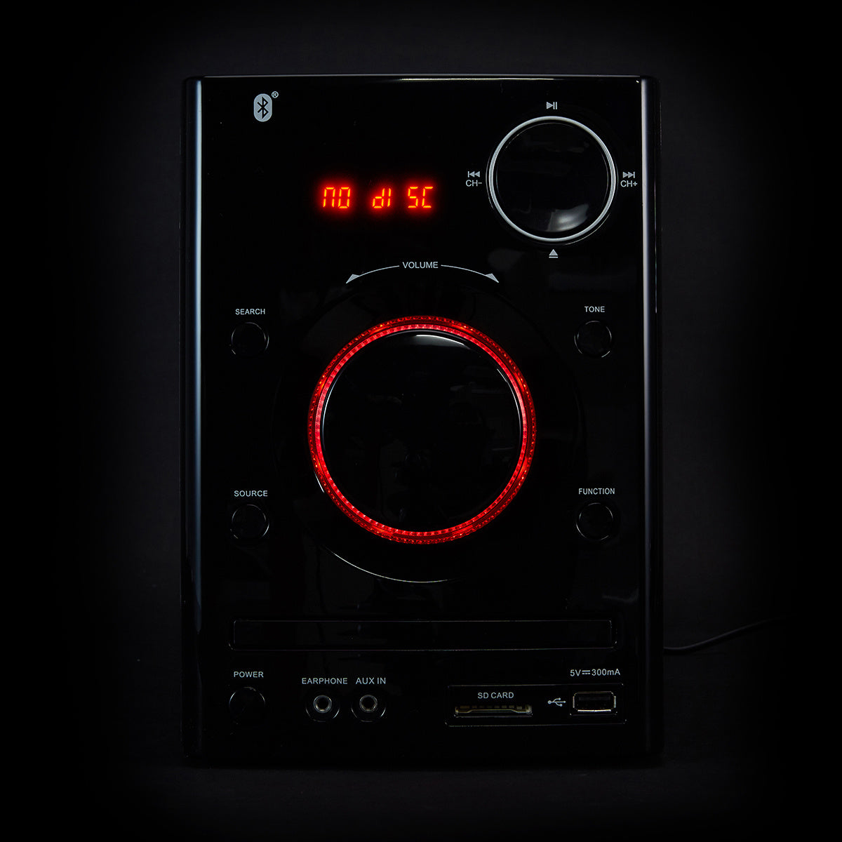 Bluetooth Micro Music System / CD Player & FM Radio with Remote Control - Black