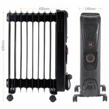 Arlec 2000W 9 Fin Oil Heater - Black