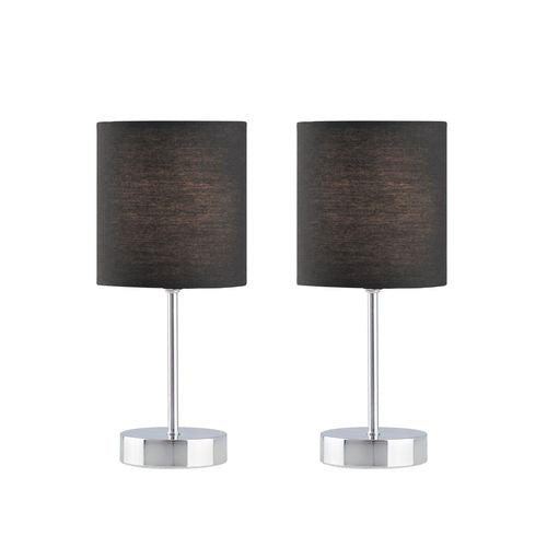Verve Design Black Mia Touch Lamp - Twin Pack / Polished Chrome Base