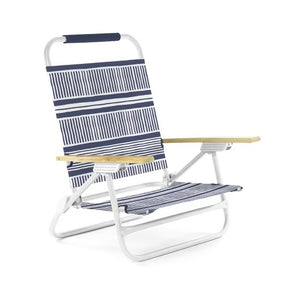 Deluxe Beach Chair - Navy and White/Ideal for Outdoors or Pool Side