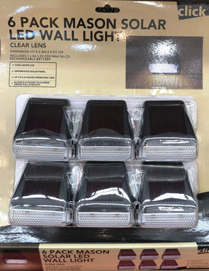 Click 6 Pack Mason Solar LED Wall Light
