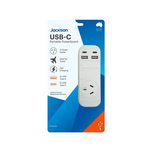 Jackson USB-C Portable Powerboard- Single Outlet - TheITmart