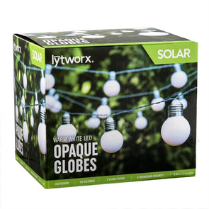 Lytworx Warm White Solar Milky Ball Party  Opaque Globe Light - 20 Pack