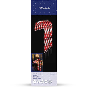 Mirabella Christmas 48cm 60 LED Solar Powered Candy Cane Garden Stakes - 5 Pack