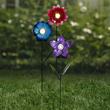 Click 44cm Flower Solar LED Stake Light - 3 Pack