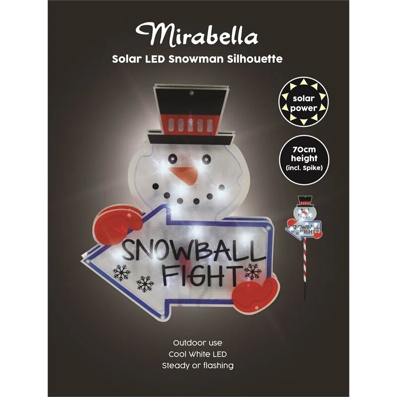 Mirabella Festive Solar Snowman PVC Silhouette