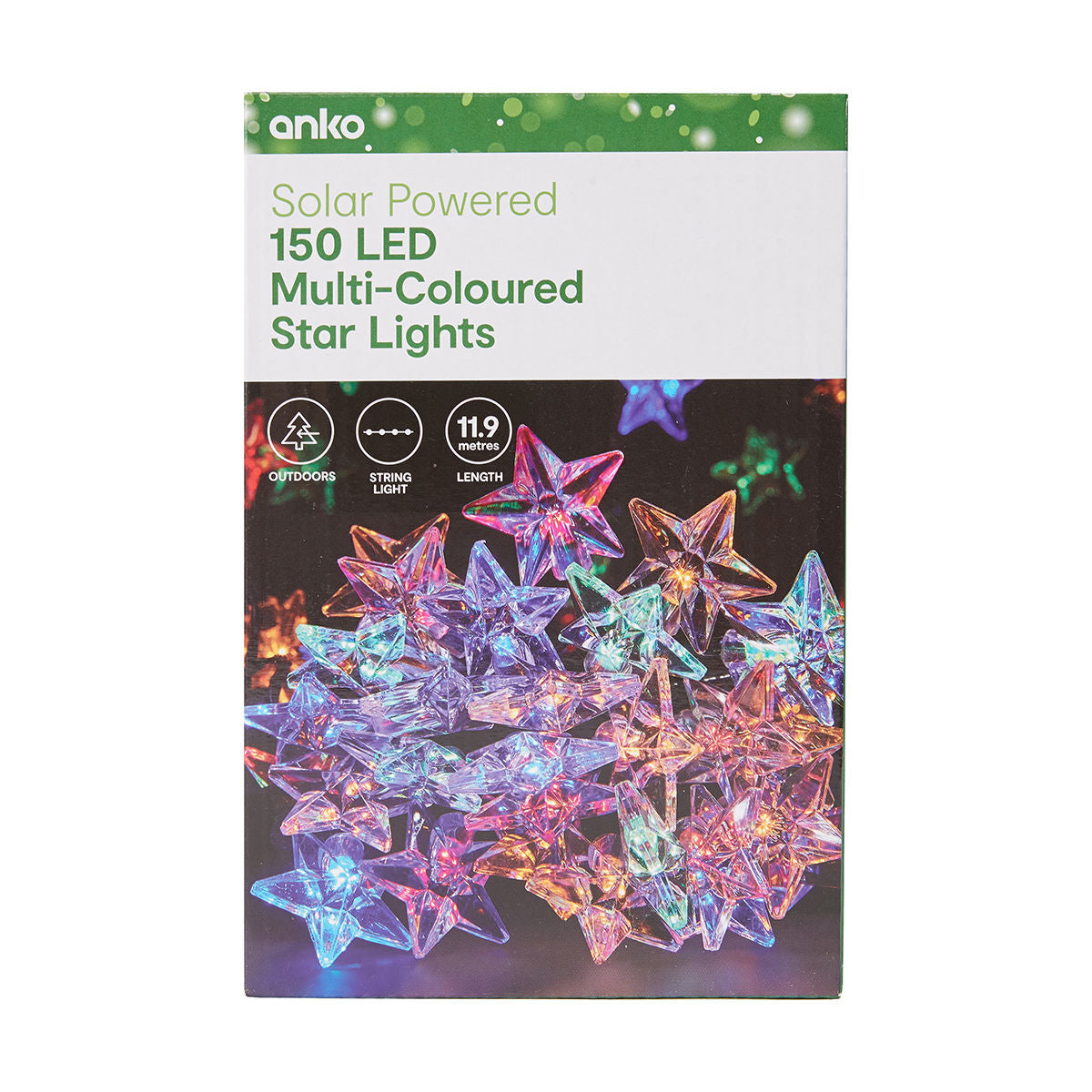 Anko Solar Powered 11.9m 150 LED Multi-Coloured Star Lights - TheITmart