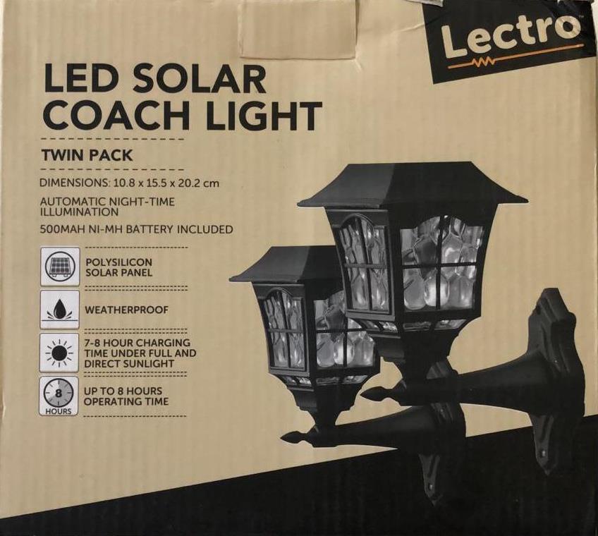Lectro LED Solar Coach Light / Black - TheITmart