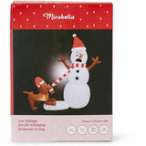 Mirabella Christmas 2m Low Voltage LED Inflatable Snowman & Dog / White LED