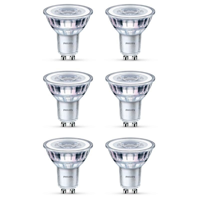 Philips 4.5w LED GU10 410lm Warm White Globes - 6 Pack