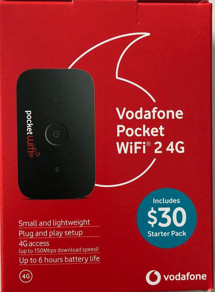 Vodafone Pocket Wifi 2 4G with $30 Starter Pack - Black / Windows & Mac Compatible