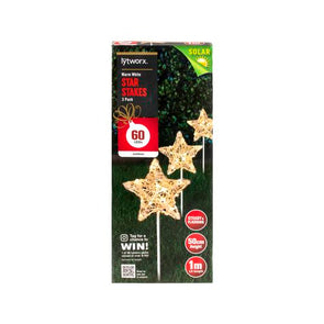 Lytworx 60 LEDs Warm White Solar Star Stake Lights - 3 Pack