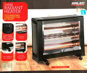 Arlec 2400W Radiant Heater With Adjustable Thermostat And Fan Boost 3 settings - TheITmart