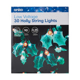 Low Voltage 30 LED White Holly String Lights - TheITmart