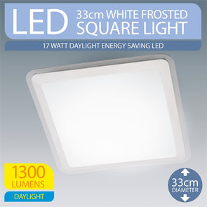 Verve Design Aston 33cm 17w White Frosted Square LED Light Daylight
