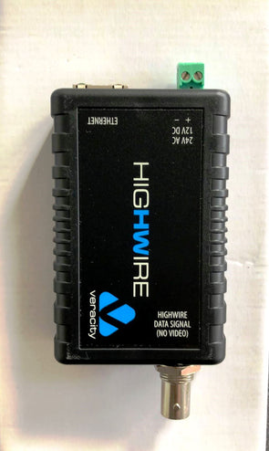 Veracity HIGHWIRE VHW-WH High-Speed Ethernet Over Coax Converter - Black