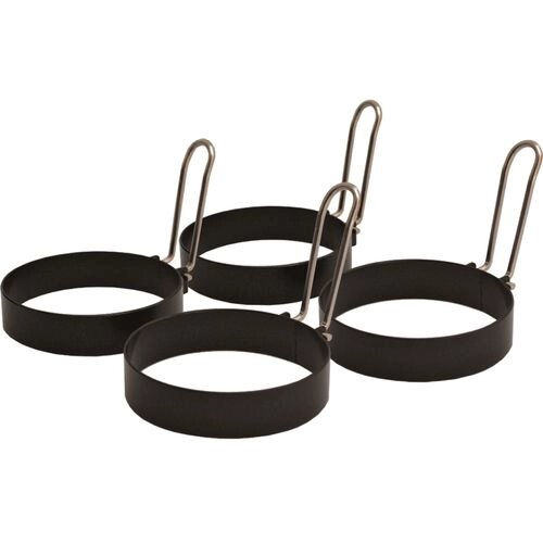BBQ Buddy Non-Stick 75mm Egg Rings With Handle - 4 Pack / Foldable & Reusable - TheITmart