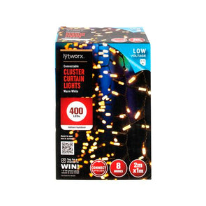 Lytworx 2 x 1m Low Voltage 400 LED Multicolour Cluster Curtain Lights