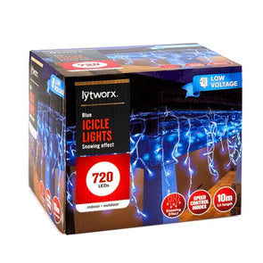 Lytworx Low Voltage 10m Blue/White LED Snowing Icicle Lights