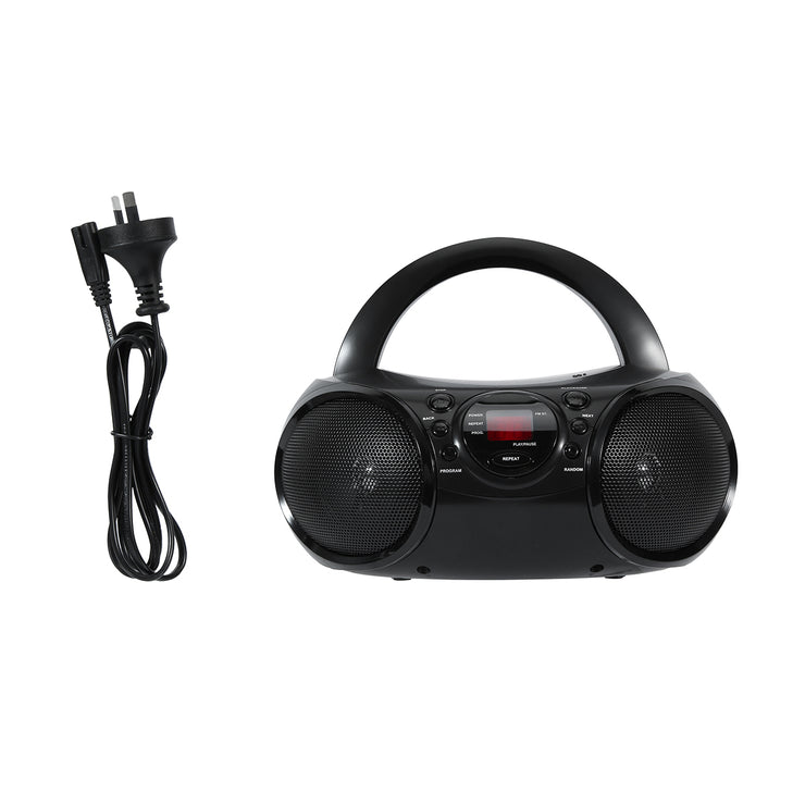Anko Black CD Boombox with AM/FM Stereo Radio/Top Loading Design