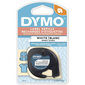 Dymo LetraTag Labeller 12mm Tape /Iron-On/Plastic White/Plastic Clear/Paper White