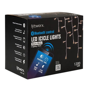 Lytworx 1200 LED Warm White Low Voltage Bluetooth Icicle Lights