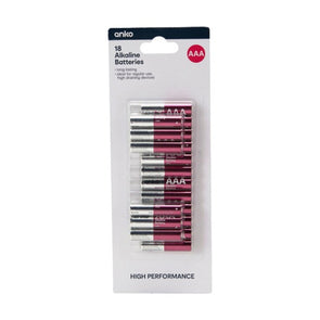 High Performance Alkaline Batteries - AAA, Pack of 18