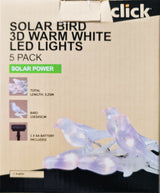 Click Solar Bird 3D Warm White LED Lights 5 Pack - TheITmart