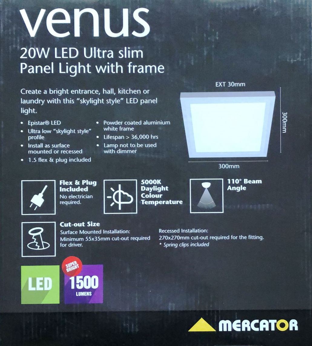 Venus 20W LED Ultra Slim Panel Light with Frame