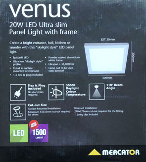 Venus 20W LED Ultra Slim Panel Light with Frame