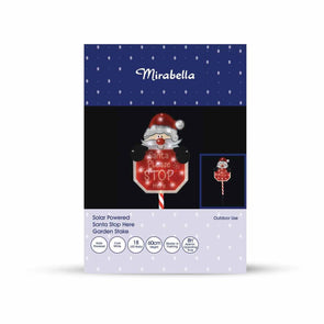 Mirabella Christmas Solar Powered 18 LED Santa Stop Here Garden Stake - Cool White