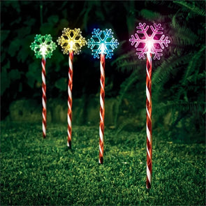 Lytworx 49cm Colour Changing Solar Snowflake Candy Cane Stake Lights - 4 Pack