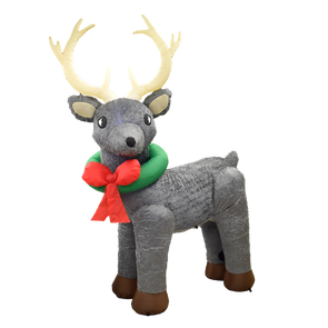 Click 2.4m Festive Furry Light Up Inflatable Reindeer- 3 SMD LED