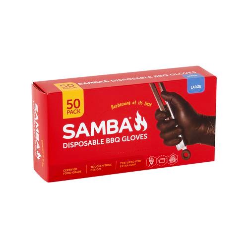 Samba Large Disposable BBQ Gloves - 50 Pack / Unique Micro Diamond Texture