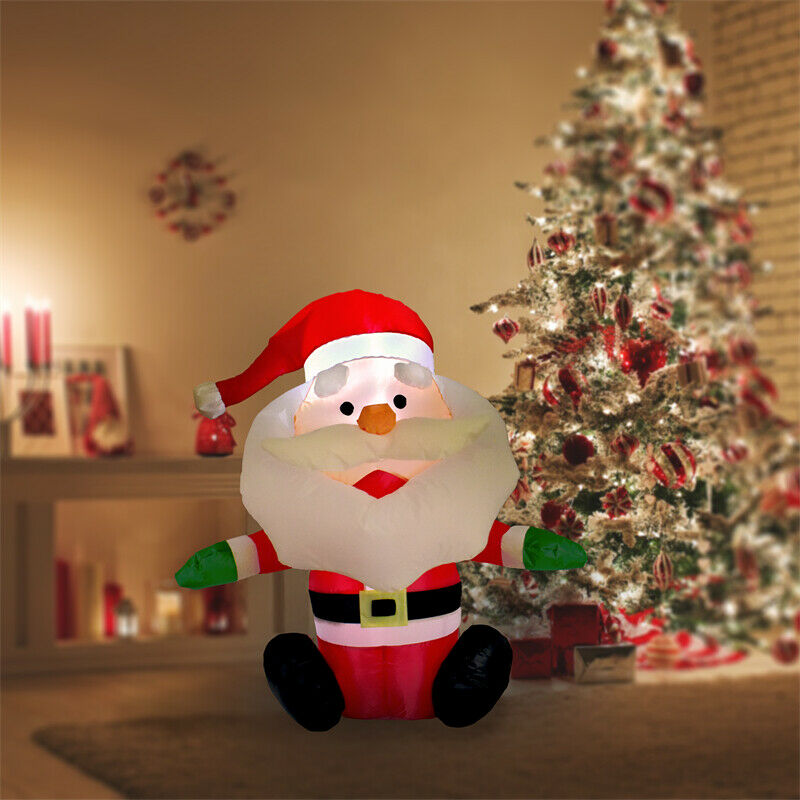 Click 80cm Festive Light Up Multi-Coloured Inflatable Santa